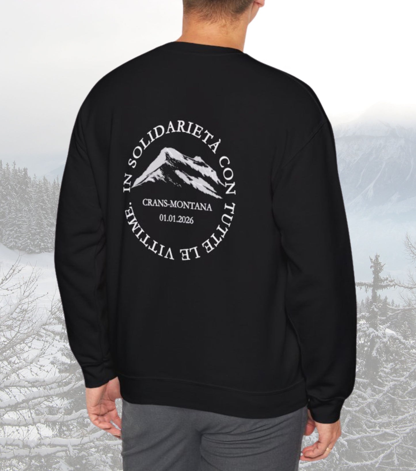 Soli-Sweatshirt Crans-Montana Gedenken an Opfer 100% Spenden des Nettoerlös an Opfer und Hinterbliebene