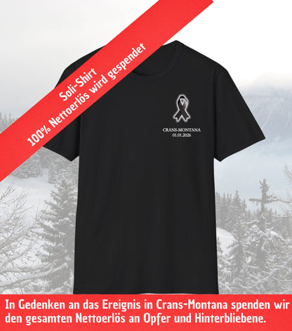Soli-T-Shirt Crans-Montana in Gedenken an Opfer und Hinterbliebene. 100% Nettoerlös wird gespendet!