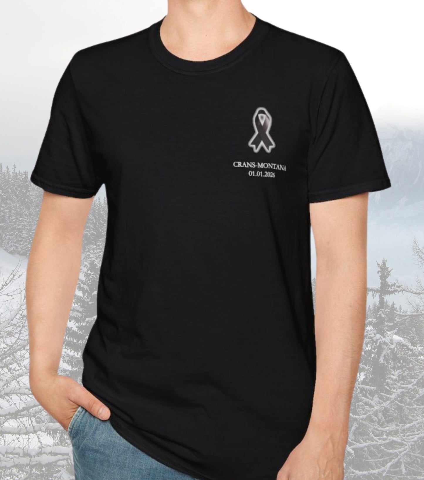 Soli-T-Shirt Crans-Montana in Gedenken an Opfer und Hinterbliebene. 100% Nettoerlös wird gespendet!