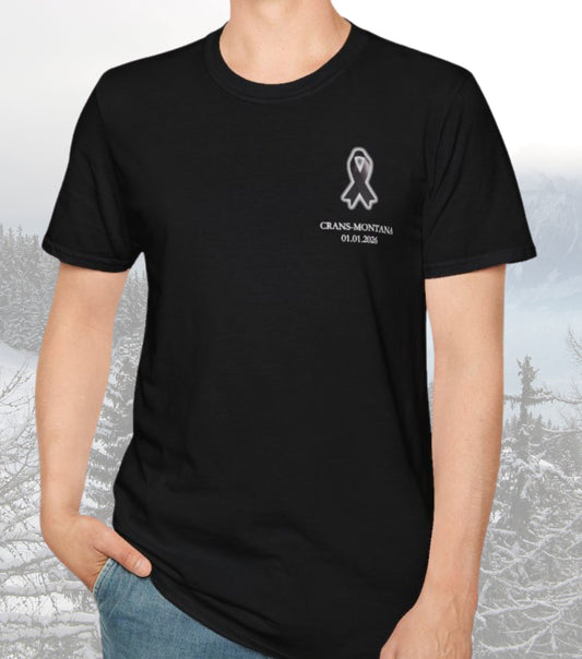 Soli-T-Shirt Crans-Montana in Gedenken an Opfer und Hinterbliebene. 100% Nettoerlös wird gespendet!