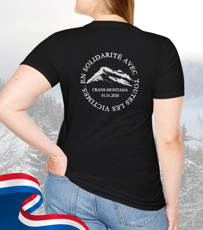 Soli-T-Shirt Crans-Montana in Gedenken an Opfer und Hinterbliebene. 100% Nettoerlös wird gespendet!