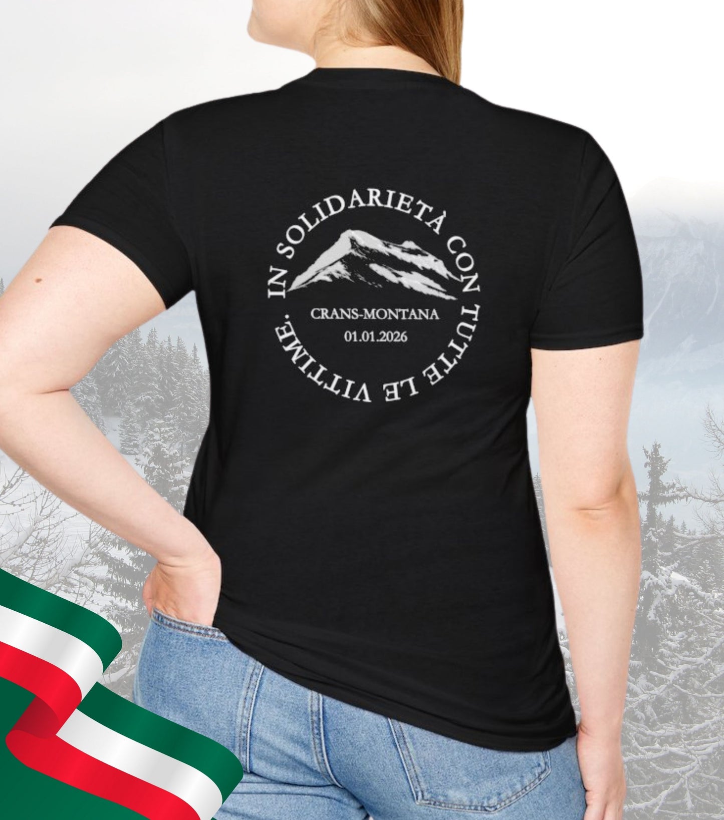 Soli-T-Shirt Crans-Montana in Gedenken an Opfer und Hinterbliebene. 100% Nettoerlös wird gespendet!