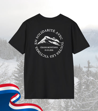 Soli-T-Shirt Crans-Montana in Gedenken an Opfer und Hinterbliebene. 100% Nettoerlös wird gespendet!