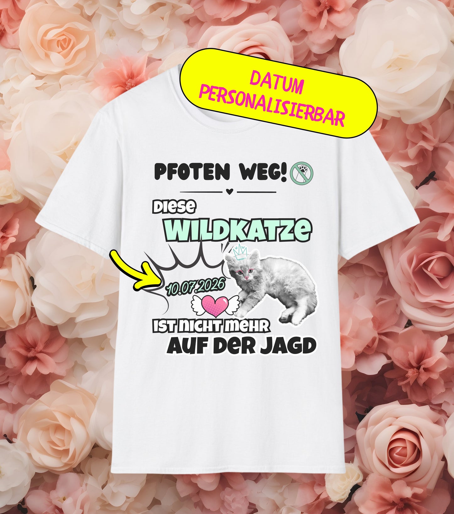 JGA T-Shirt Wildkatze nicht mehr auf der Jagd (personalisierbar)