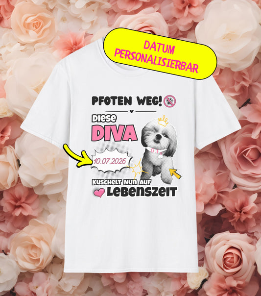 JGA T-Shirt Diva kuschelt nun auf Lebenszeit (personalisierbar)