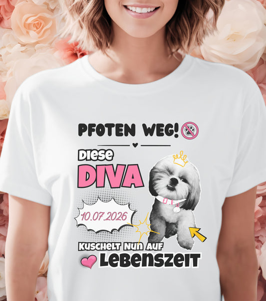 JGA T-Shirt Diva kuschelt nun auf Lebenszeit (personalisierbar)