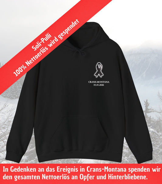 Soli-Hoodie Crans-Montana in Gedenken an die Opfer. 100% Nettoerlöse werden gespendet!