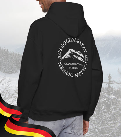 Soli-Hoodie Crans-Montana in Gedenken an die Opfer. 100% Nettoerlöse werden gespendet!