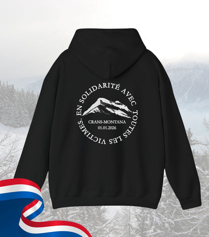 Soli-Hoodie Crans-Montana in Gedenken an die Opfer. 100% Nettoerlöse werden gespendet!