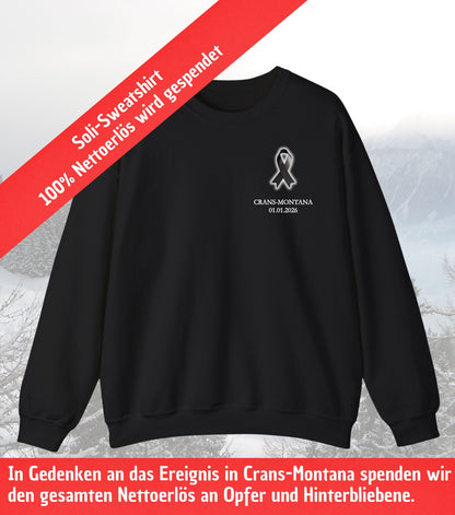 Soli-Sweatshirt Crans-Montana Gedenken an Opfer 100% Spenden des Nettoerlös an Opfer und Hinterbliebene